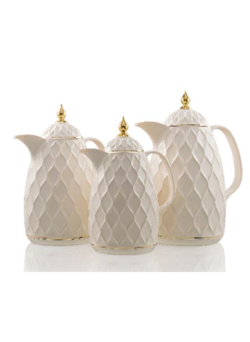 Rose Coffee White Pearl Flask Set Consisting Of Three Pieces Half A Liter + A Liter + A Liter And A Half - Image 1