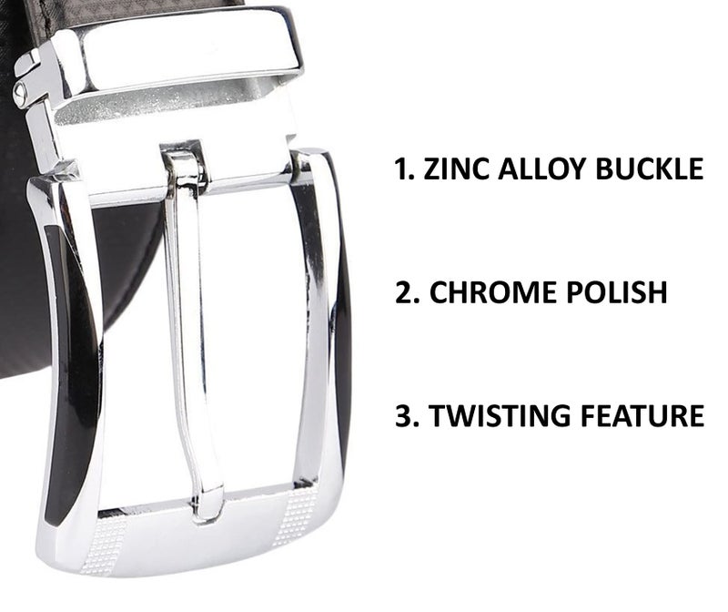 ZORO Men's Vegan Leather Reversible Belt for Men | RSCR-04 | Formal/Casual | Black/Brown - Image 4