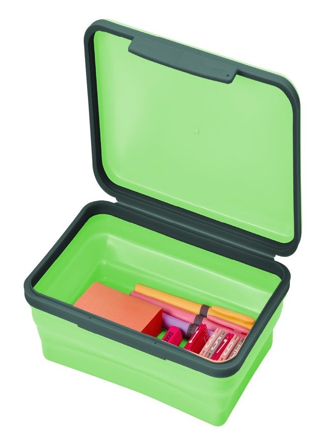 LockerMate by Bostitch Flexi Storage Box with Lid, Collapsible Pencil Case Design for Craft and School Supplies, Green - Image 1