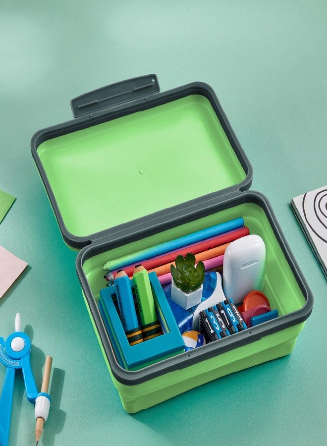 LockerMate by Bostitch Flexi Storage Box with Lid, Collapsible Pencil Case Design for Craft and School Supplies, Green - Image 2