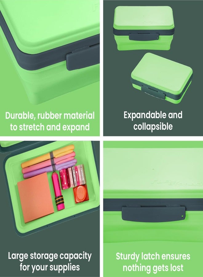LockerMate by Bostitch Flexi Storage Box with Lid, Collapsible Pencil Case Design for Craft and School Supplies, Green - Image 4
