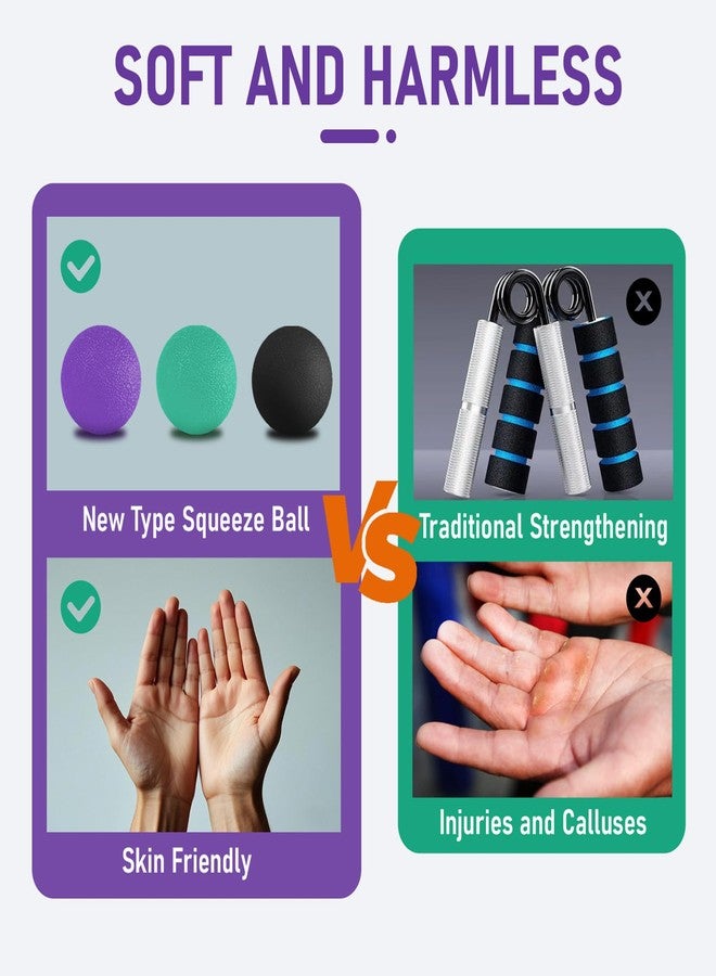 RIDEHILL 3 Pack Stress Balls for Adults, Squeeze Balls for Hand Therapy, Hand Strengthening Devices with Different Resistance Levels for Finger Forearm Wrist Exercise Relaxation and Pain Relief - Image 3