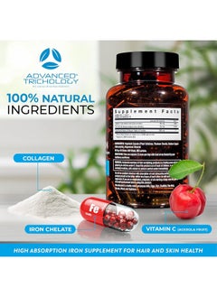 Advanced Trichology Derma-Iron Supplement for Women and Men - Iron blood builder pills for hair and skin with Collagen and natural Vitamin C, low iron and ferritin, thinning hair, hair loss support  - Image 5