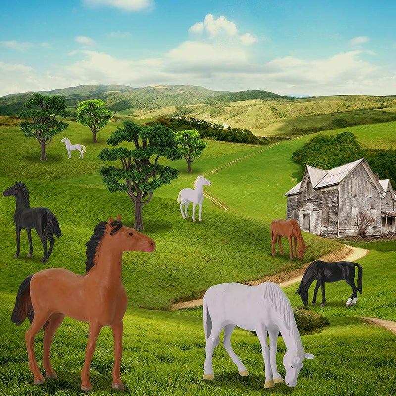 Evemodel AN4303 15PCS 1:43 Farm Animals Horses and Cows O Scale PVC Well Painted Horse and Cow Use for Model Scenery Desktop Decor Railway Layout Diorama Miniature Landscape - Image 2