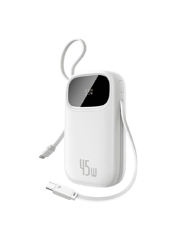 Baseus EnerFill FC31 Digital Display Power Bank With 2 Built-in USB-C Cables 10000mAh, 45W - White white - Image 3