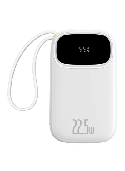 صفقة بيسوس Baseus EnerFill FC31 Digital Display Power Bank With 2 Built-in USB-C Cables 10000mAh, 45W - White white على Noon EG