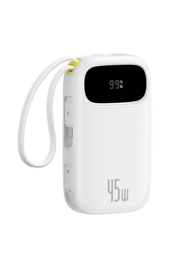 Baseus EnerFill FC31 Digital Display Power Bank With 2 Built-in USB-C Cables 10000mAh, 45W - White white - Image 2