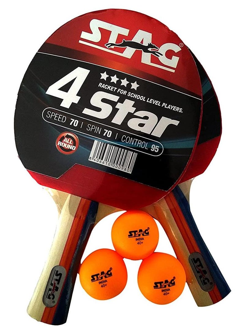 STAG طقم تنس طاولة محترف 4 نجوم أيقوني - مضارب تنس الطاولة وكريات تنس الطاولة - Image 1