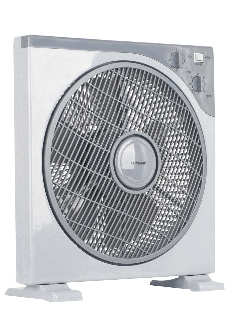 SONASHI 12 Inch Box Fan - 3 Speed Selector | Powerful Box Fan with Rotating Front Louver | Kids Safe Fan with Protective Grill | Travel-friendly Box Fan - Quiet Operation SBF-7036 SBF-7036 White/Grey - Image 3