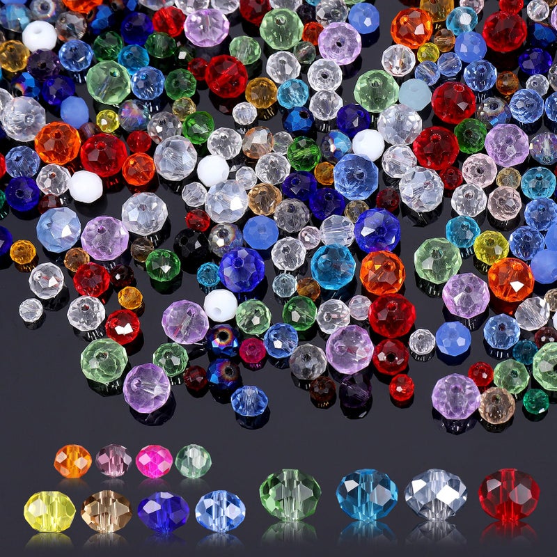 Zocipro 1000Pcs Faceted Rondelle Crystal Glass Beads  468mm for Threading DIY Jewelry Making Bracelets Necklace Crafts  With Storage Box