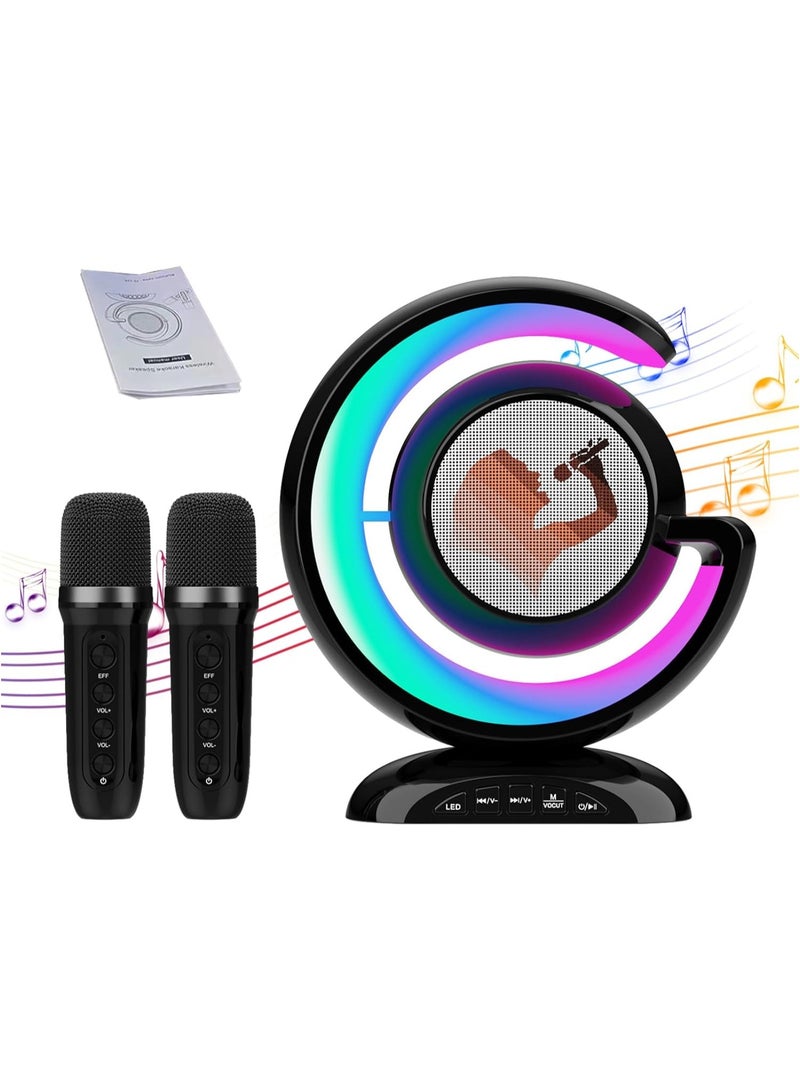 YS Wireless Bluetooth Speaker Night Lamp Speaker LED Light Mini Karaoke with 2 UHF Microphone  - Image 1