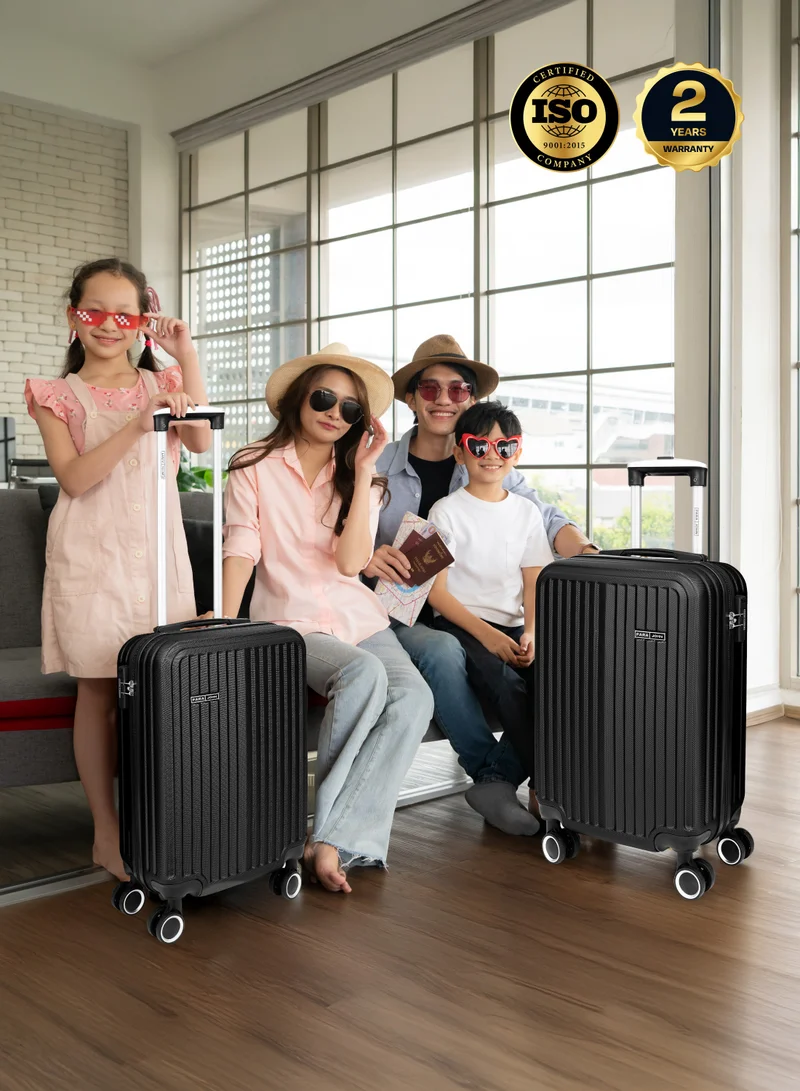 PARAJOHN Cabin Size Lightweight ABS Hardside Spinner Luggage Trolley -20 Inch | Carrying 10KG 8 Wheel Hardshell Suitcase-Black