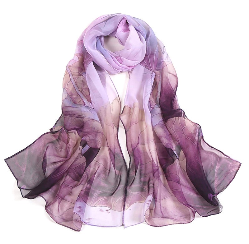Acotavie Scarfs for Women Lightweight Fashion Scarves Print Floral Pattern Scarf Shawl Wraps (W02) - Image 1