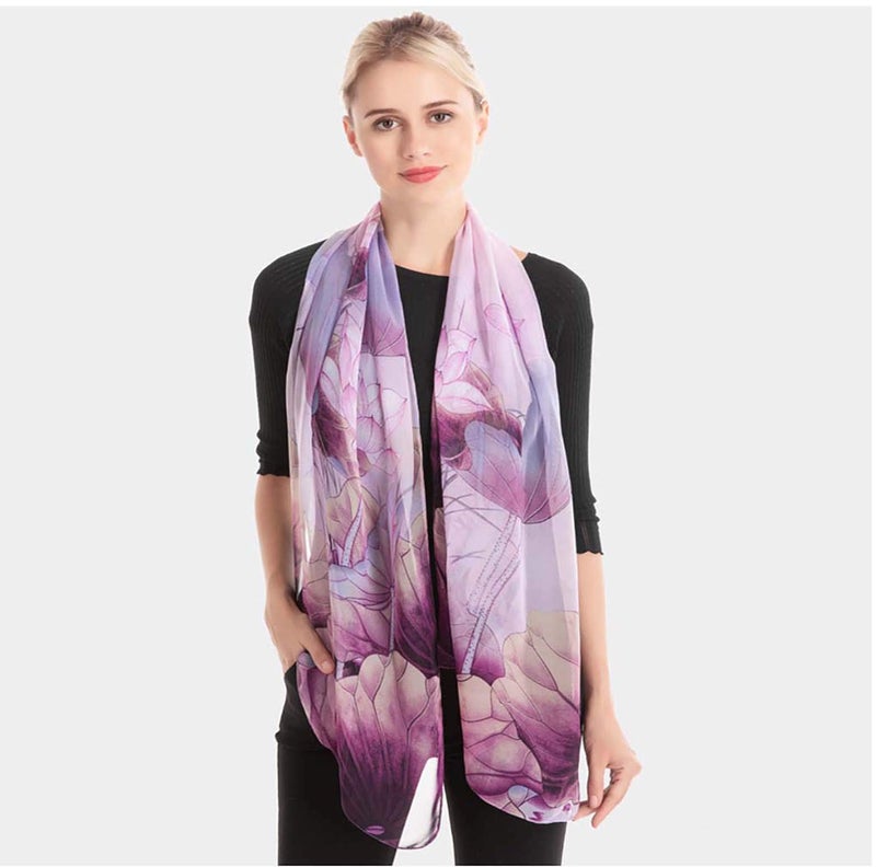 Acotavie Scarfs for Women Lightweight Fashion Scarves Print Floral Pattern Scarf Shawl Wraps (W02) - Image 3