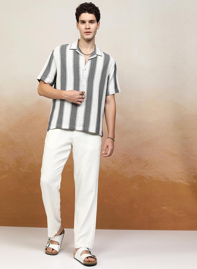HIGHLANDER Oversized Striped Collared Shirt - Image 2