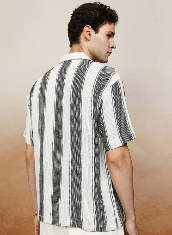 HIGHLANDER Oversized Striped Collared Shirt - Image 3