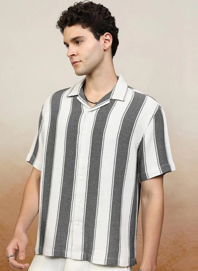 HIGHLANDER HIGHLANDER Oversized Striped Collared Shirt