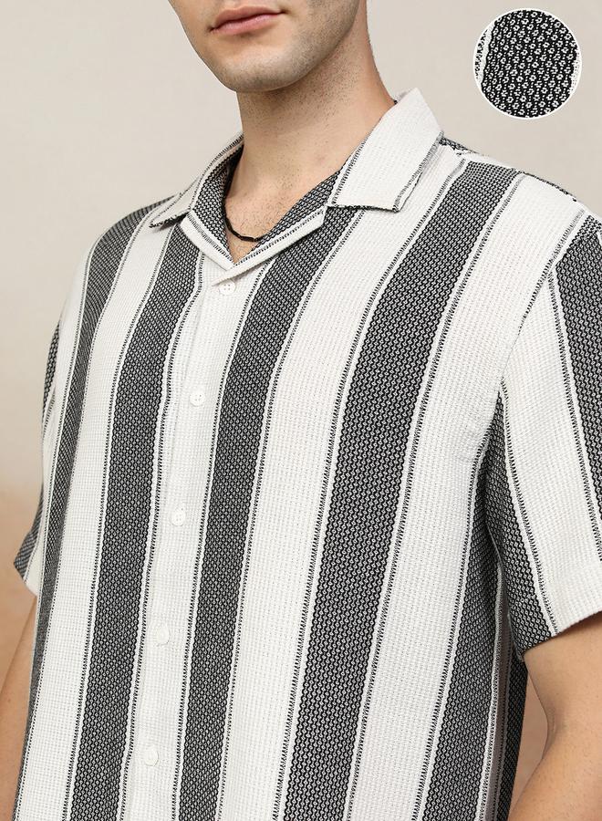 HIGHLANDER Oversized Striped Collared Shirt - Image 5