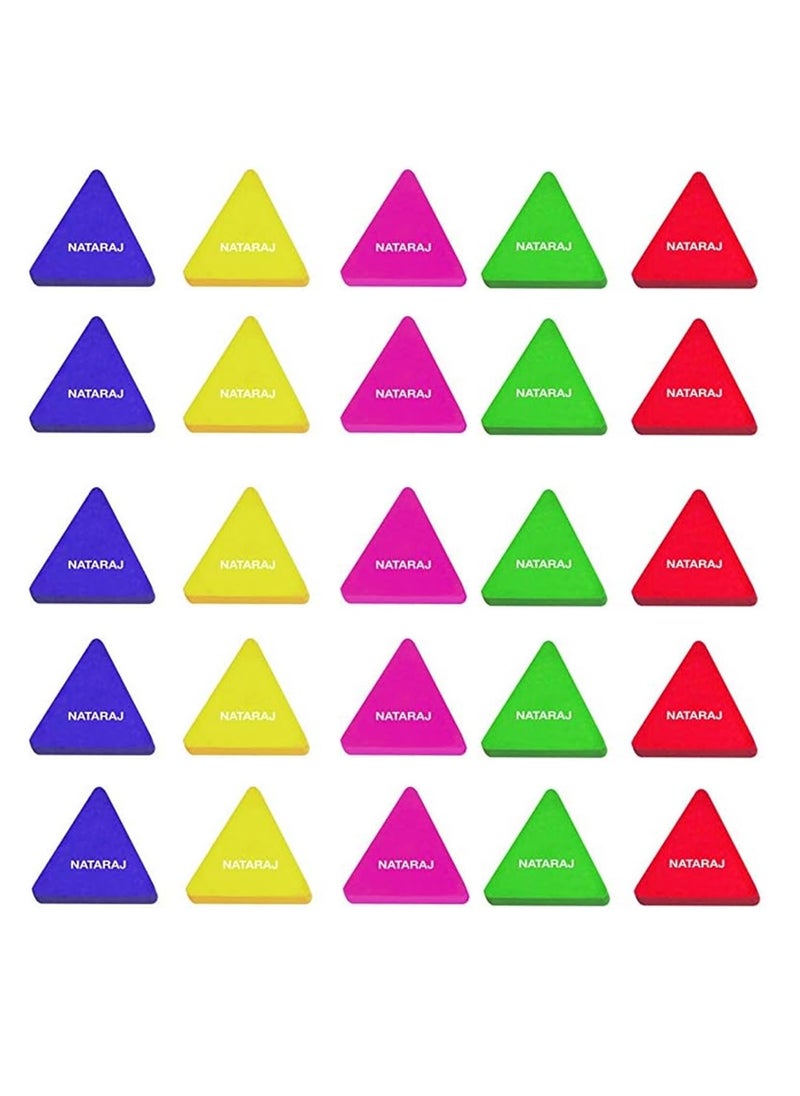 NATARAJ 25-Piece Trikone Eraser Assorted Colours 