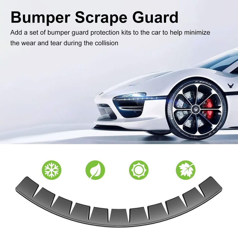UOUSIYDSK Car Front Bumper Scrape Guard 4 Pack Universal Black Bumper Lips Scrape Guard Car Under Bumper or Anti-Scratch DIY Car Bumper Protector for Lowered Cars, Sport Cars and SUV, WT 11-TOOTH - Image 3