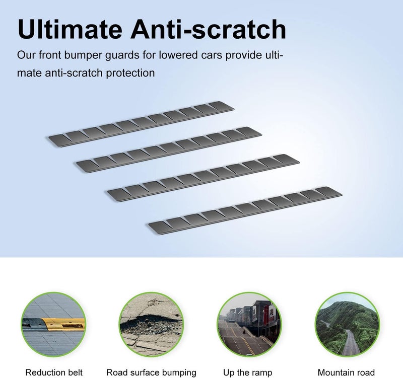 UOUSIYDSK Car Front Bumper Scrape Guard 4 Pack Universal Black Bumper Lips Scrape Guard Car Under Bumper or Anti-Scratch DIY Car Bumper Protector for Lowered Cars, Sport Cars and SUV, WT 11-TOOTH - Image 4