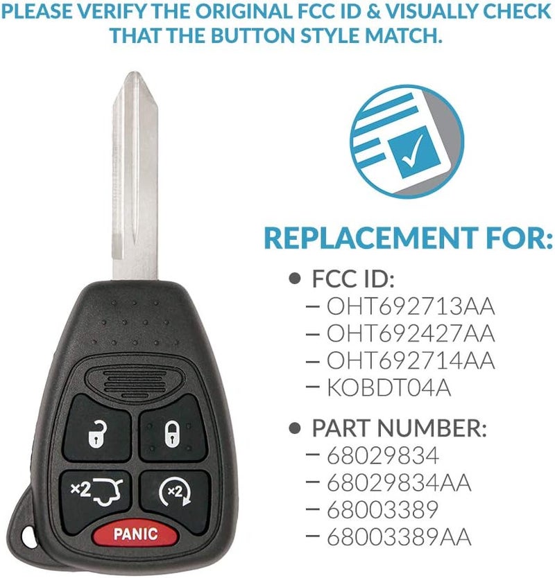 Keyless2Go Replacement Key Fob for 5 Button Vehicles - 2 Pack - Image 4