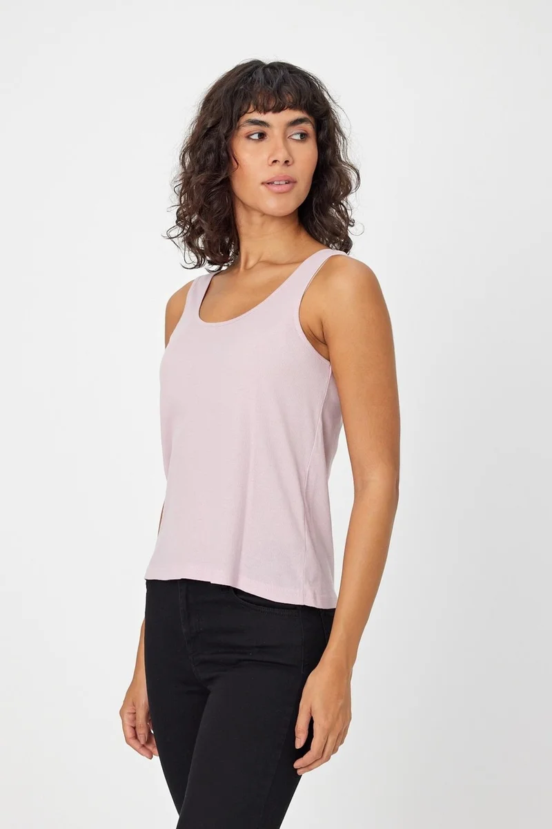 الكسندر جاردي Thick Strap U Neck Ribbed Women's Tank Top (B24-0068)