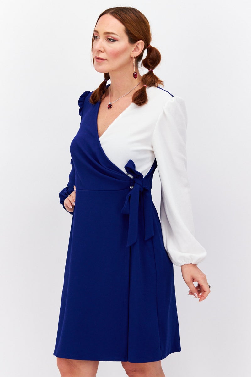 Kasper  Women Solid Mini Dress, Blue - Image 2