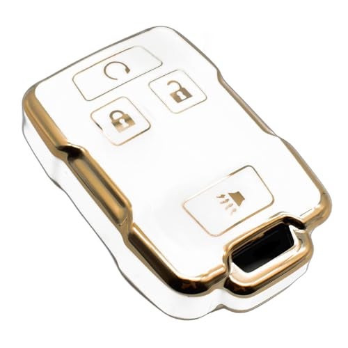 FEYOUN Key Fob Cover Compatible with Chevy Chevrolet Colorado Silverado Suburban Tahoe GMC Canyon Sierra 1500 2500 3500 HD TPU Remote Keyless Key Fob Case Protection Shell Accessories, White - Image 1