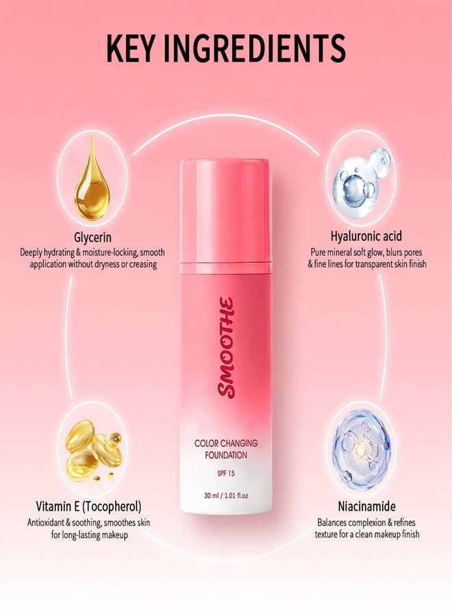 Aseawave Color Changing Foundation for Mature Skin, Foundation Makeup 4 in 1, Auto Adjusting Tone Correcting Makeup, Blurs Imperfections & Fine Lines, Hydrating Color Changing Liquid Foundation Concealer - Image 4