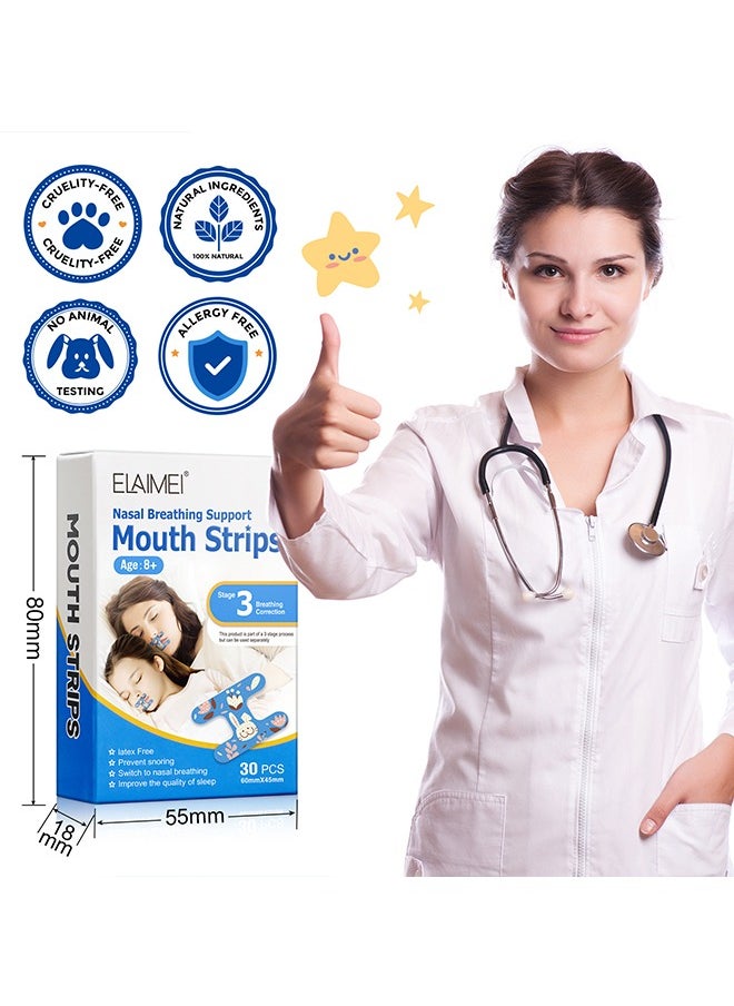 Elaimei 30 Pcs Mouth Breathing Correction Patch - Anti-Snoring Sticker non-woven fabric Anti-Snoring Sticker Mouth Correction Sticker for Children Adult Night Sleep - Phase 3  - Image 3