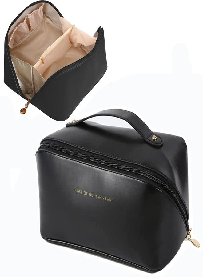 أوماكي حقيبة مستحضرات تجميل للسفر بسعة كبيرة، حقائب تخزين متعددة الوظائف لمستحضرات التجميل، حقيبة مستحضرات تجميل مقسمة، حقائب مستحضرات تجميل للسفر، حقيبة مكياج محمولة مقاومة للماء للنساء والفتيات والرجال، أسود - Image 2