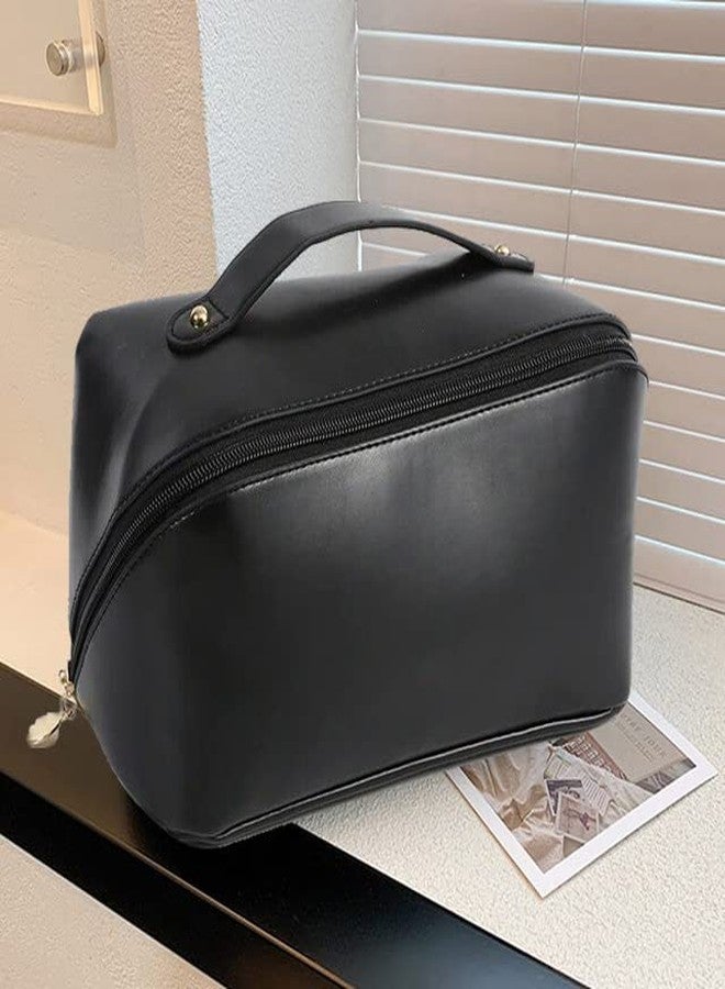 أوماكي حقيبة مستحضرات تجميل للسفر بسعة كبيرة، حقائب تخزين متعددة الوظائف لمستحضرات التجميل، حقيبة مستحضرات تجميل مقسمة، حقائب مستحضرات تجميل للسفر، حقيبة مكياج محمولة مقاومة للماء للنساء والفتيات والرجال، أسود - Image 3