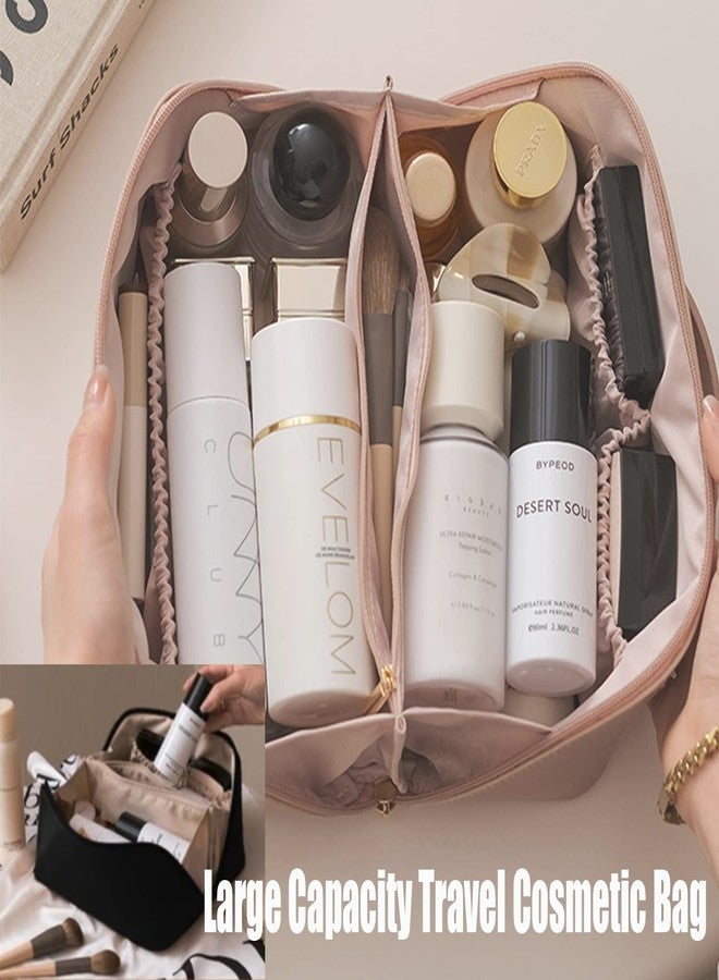 أوماكي حقيبة مستحضرات تجميل للسفر بسعة كبيرة، حقائب تخزين متعددة الوظائف لمستحضرات التجميل، حقيبة مستحضرات تجميل مقسمة، حقائب مستحضرات تجميل للسفر، حقيبة مكياج محمولة مقاومة للماء للنساء والفتيات والرجال، أسود - Image 4