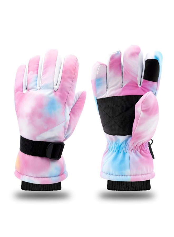 Cutiland Kids Skiing Gloves,Pink Ski Glove for Girls,Children Winter Snow Gloves 5-9 Years,Waterproof Winter Warm Glove for Cold Weather Outdoor Activities Skiing,Snowboarding,Sledding - Image 1