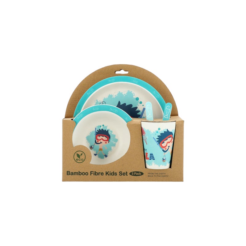 Alberto 5 pieces fiber bamboo kids dinner set snorkelling boy design - Image 2