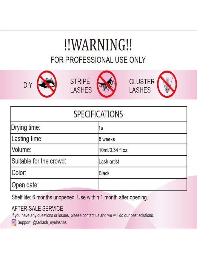 FADLASH Extra Strong Lash Glue 10ml - 1 Sec Drying Time, 8 Weeks Retention - Black Adhesive for Eyelash Extensions - Professional Use Only - Image 3