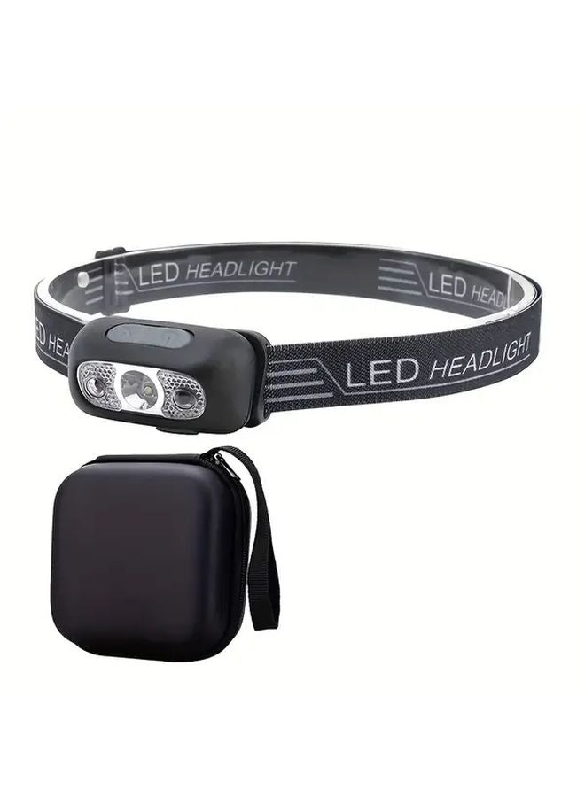 1PC Mini Compact Headlamp Sensor Multiple Lighting Modes Quick Charging ABS Material - Image 1