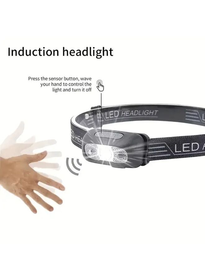 1PC Mini Compact Headlamp Sensor Multiple Lighting Modes Quick Charging ABS Material - Image 3