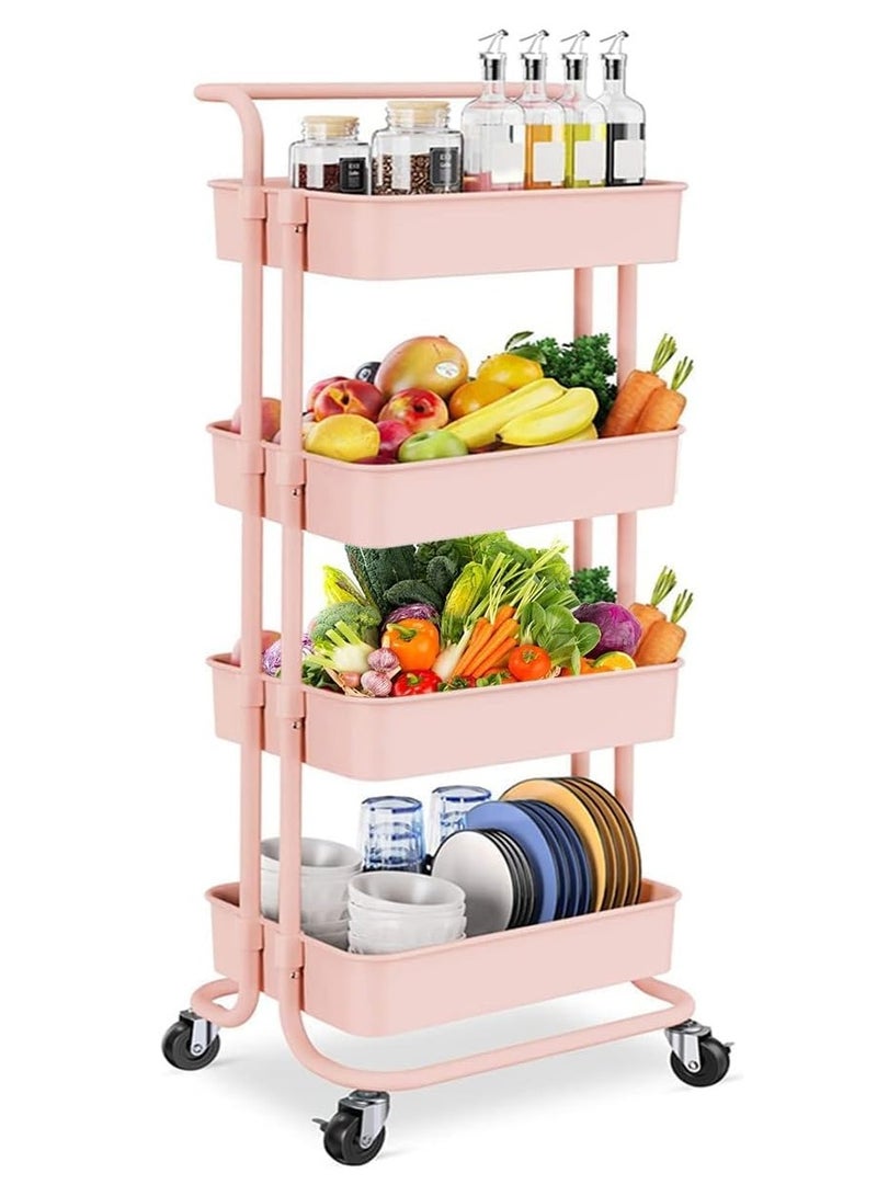 DubaiGallery Multipurpose 4-Tier Storage Trolley Cart With Shelf and Wheels - Image 3