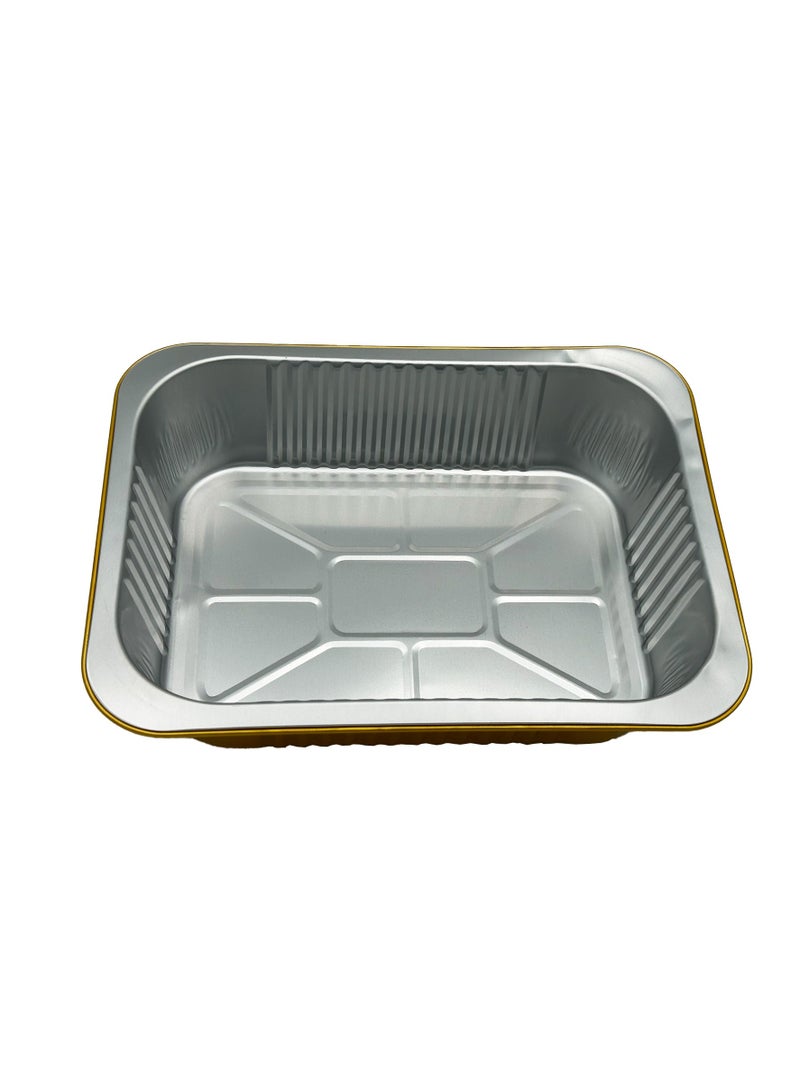 IDEAL PACK حاوية طعام مستطيلة من الألمنيوم الذهبي سعة 1800 مل مع غطاء - 1 قطعة - Image 2