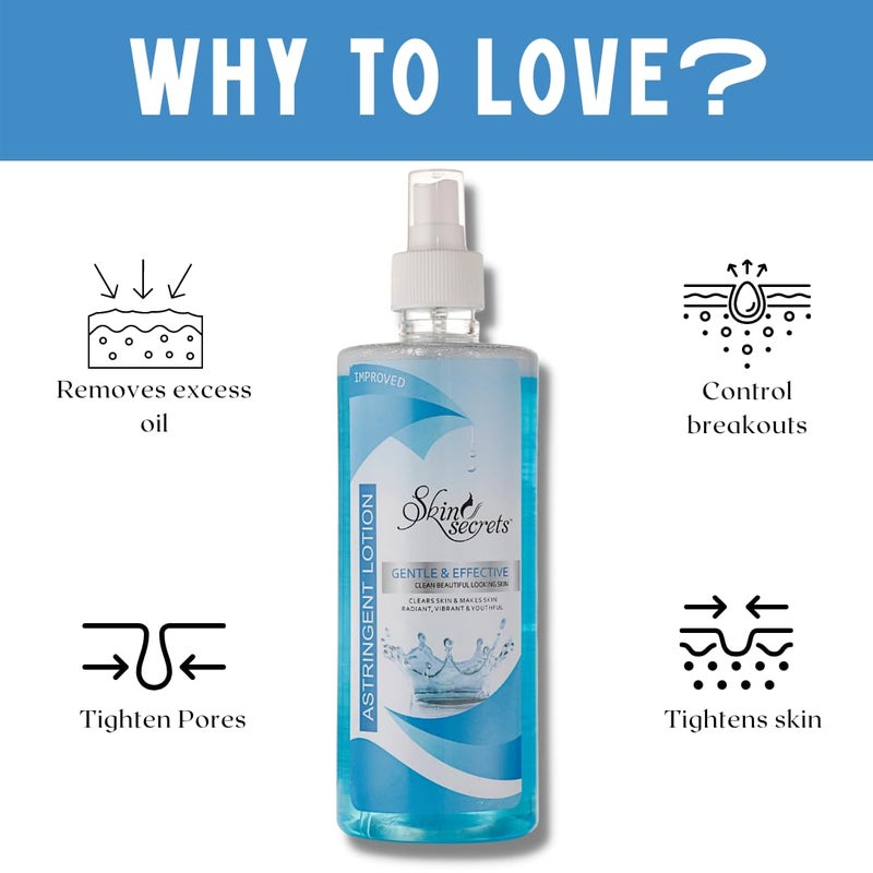 Skin Secrets Astringent Lotion with Aloe Vera  Cucumber Extract 500ml Blue - Image 3