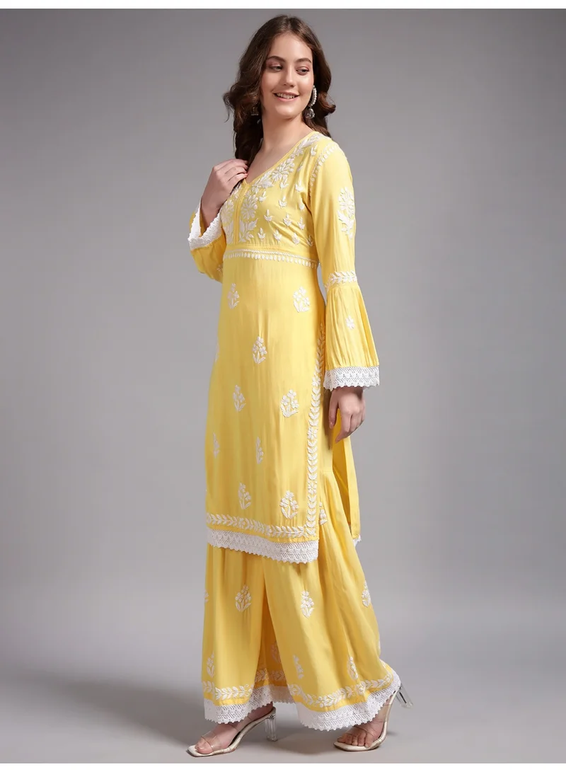Alaya Women Hand Embroidered Lucknowi Chikankari Rayon Kurta Set-AL4077KS