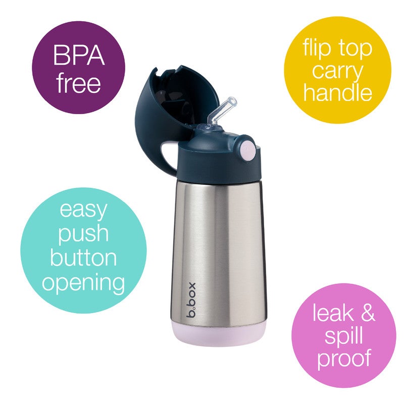 b.box Insulated Drink & Water Bottle | Insulated Double Wall Stainless Steel | Keeps Drinks Cold up to 8hrs, Warm up to 6hrs | 350ml/12(indigo rose) - Image 2