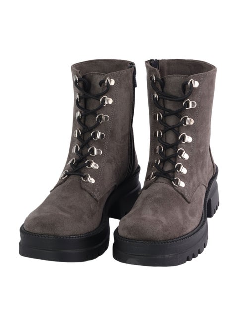 Suede Half Boot With Front Lace Up