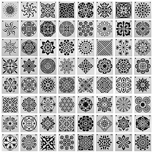 DaKuan 64 pcs 90 mm x 90 mm Painting Stencils DaKuan Mandala Dot Stencil for Artistic Creation Murals Books Fabrics DIY Artistic Creation Reusable - Image 1
