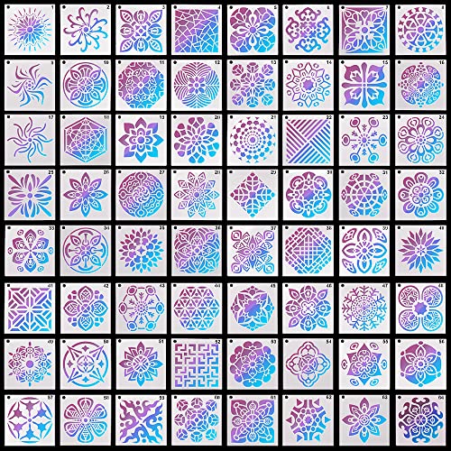 DaKuan 64 pcs 90 mm x 90 mm Painting Stencils DaKuan Mandala Dot Stencil for Artistic Creation Murals Books Fabrics DIY Artistic Creation Reusable - Image 3