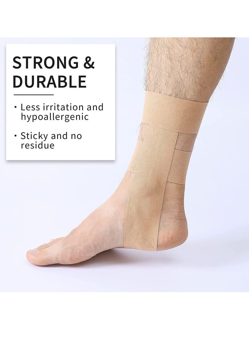 Y&D Kinesiology Tape Waterproof Athletic Sports for Knee Shoulder and Ankle Elbow Pain Relief Latex Free Roll Beige 2 Uncut Rolls  - Image 2