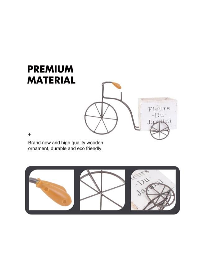 silvercnc Wooden Bicycle Planter Metal Wire Flower Pot Wrought Iron Planter for Plants Flowers Garden Patio Office Balcony Outdoor and Indoor Decor (White Large Size Random Style) - Image 5
