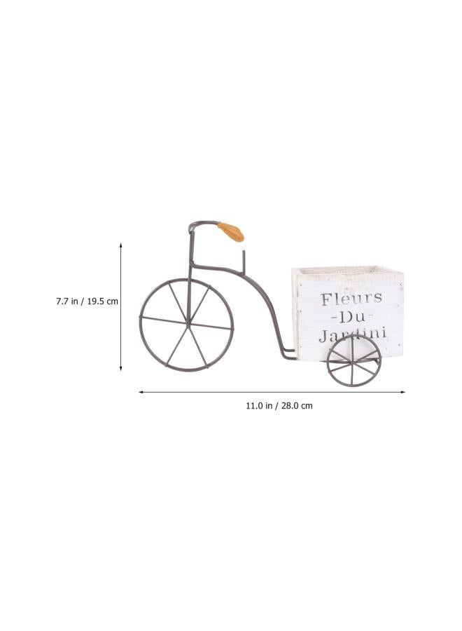silvercnc Wooden Bicycle Planter Metal Wire Flower Pot Wrought Iron Planter for Plants Flowers Garden Patio Office Balcony Outdoor and Indoor Decor (White Large Size Random Style) - Image 3
